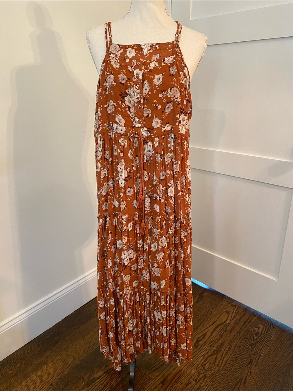 Spell Rust Floral Tiered Maxi Skirt